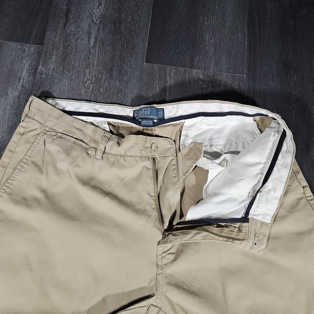 VTG Polo Ralph Lauren Suffield Pant Men 38x31 Khaki Chino Pony Preppy City Y2K - Picture 6 of 10